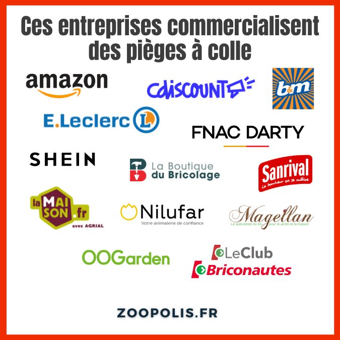 Logos des entreprises qui ne sont pas engagées contre les pièges à colle.