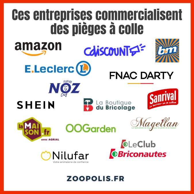 Logos des entreprises qui ne sont pas engagées contre les pièges à colle.