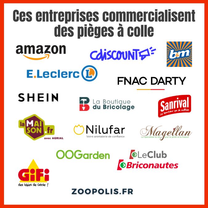 Logos des entreprises qui ne sont pas engagées contre les pièges à colle.