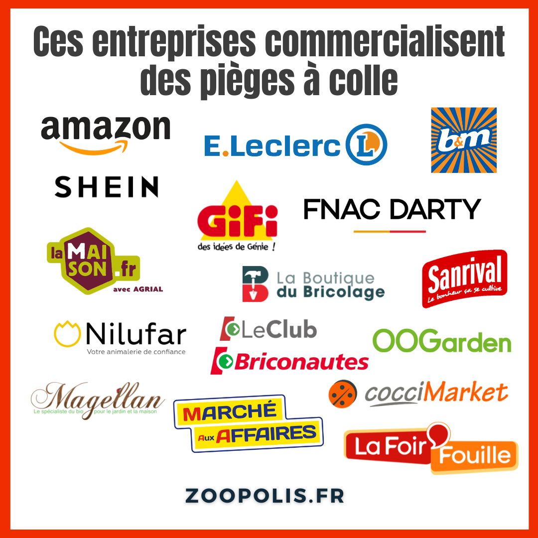 Logos des entreprises qui ne sont pas engagées contre les pièges à colle.